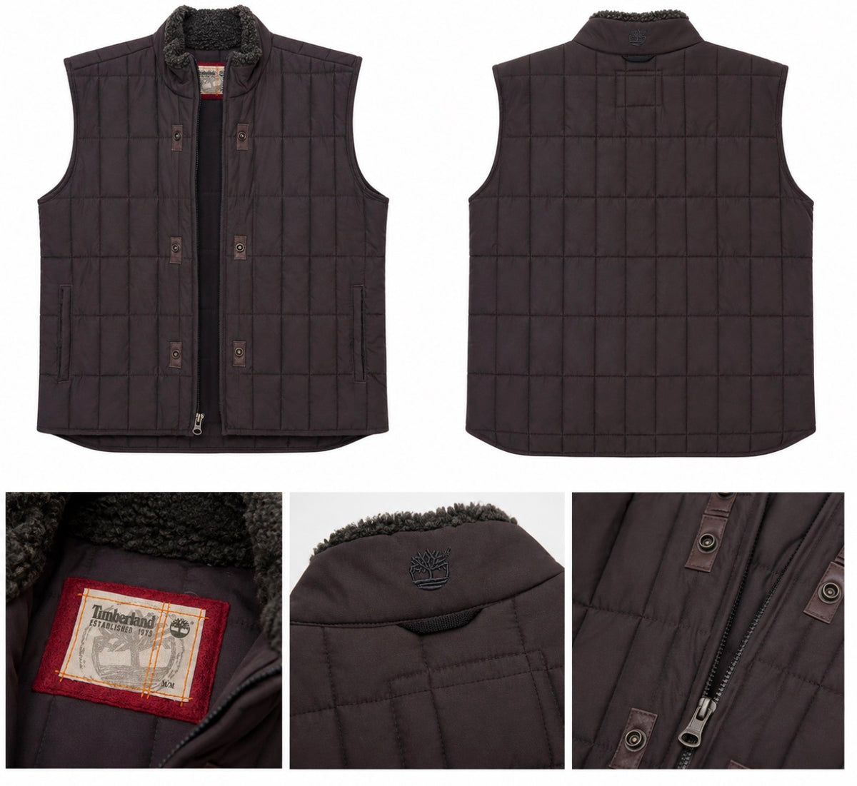 Men's Vintage Timberland Quilted Gilet Vest (Size Medium) - Brown